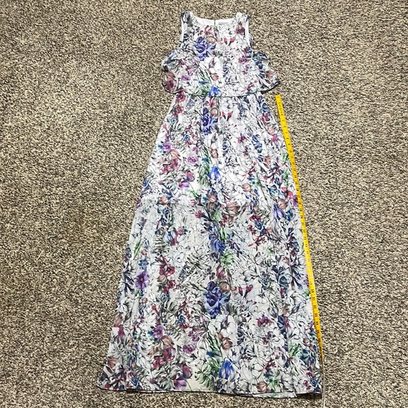 H&M Floral Sleeveless Dress Side Slit to knee Sheer Lined to mid thigh Size 4 - Picture 2 of 6